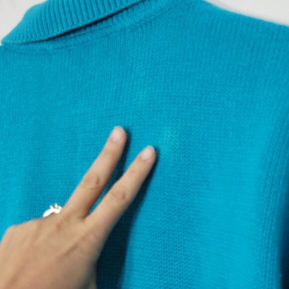 Vintage Blue 100% Cotton Collared Pocket Retro Knitted Short Sleeve Sweater Sz M - Picture 4 of 12